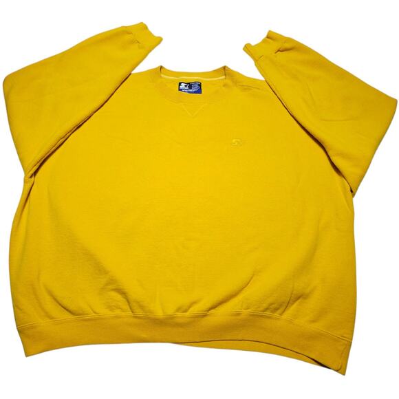 Starter Sweatshirt Mens XL Yellow Heavyweight Crewneck Pullover Embroidered Logo - Picture 1 of 5